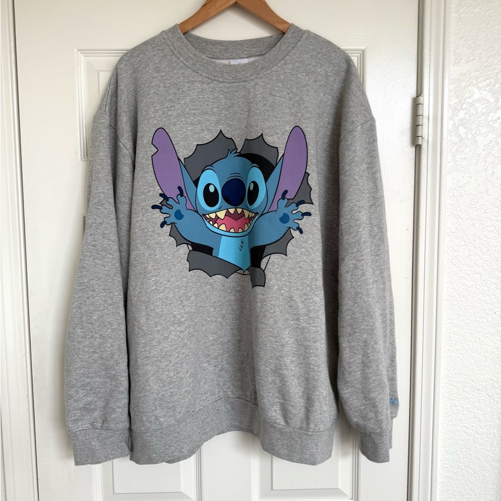 Disney Crewneck Stitch Sweater Gray Blue Size XL